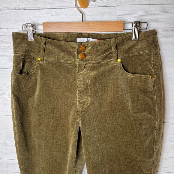 Cabi Pants Womens Size 12 Brownish Green Hi Low Crop Corduroy Cotton Blend - Picture 7 of 16